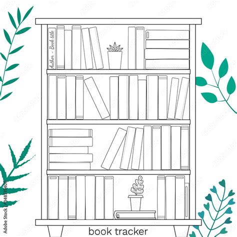 Vector Illustration For Printable With Bookcase On White Background