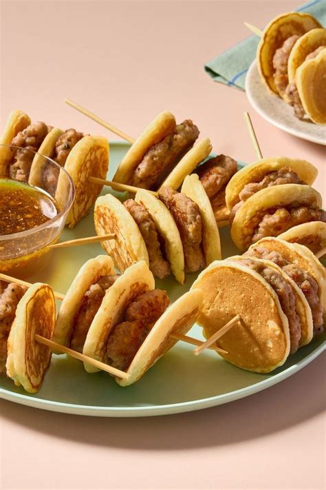 Mini Sausage Pancake Skewers With Spicy Syrup Recipe In