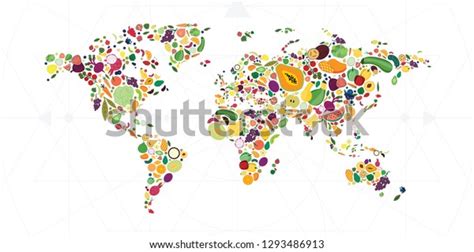 Vector Illustration Different Fruits Vegetables World Stock Vector