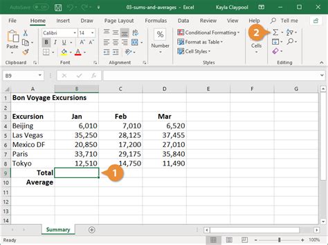 Excel Sum Formula Customguide