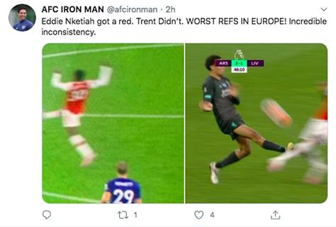 Arsenal Fans Lay Into Trent Alexander Arnold After Escaping Red For