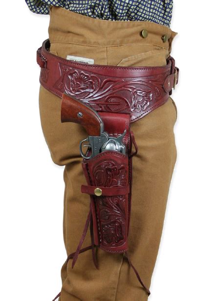 Cal Western Gun Belt And Holster Rh Draw Auburn Tooled