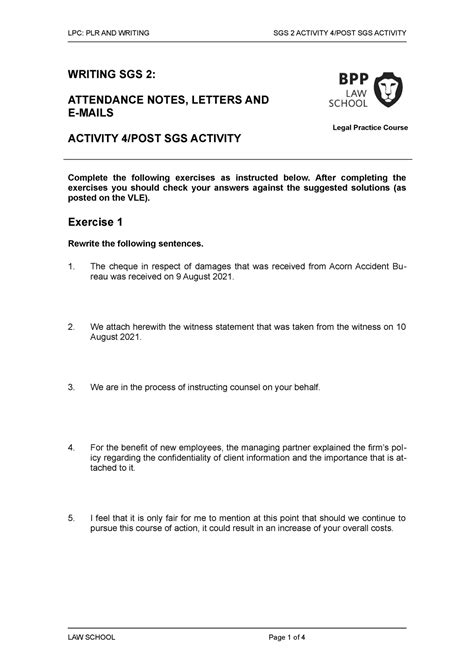 Writing SGS 2 Activity 4 And Post SGS Activity 22 23 LPC PLR AND