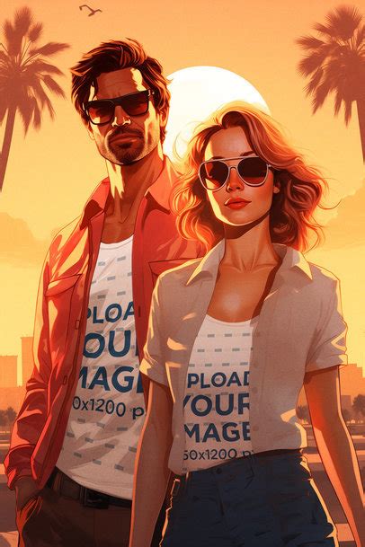 Placeit T Shirt And Tank Top Mockup Of An Illustrated Couple Inspired