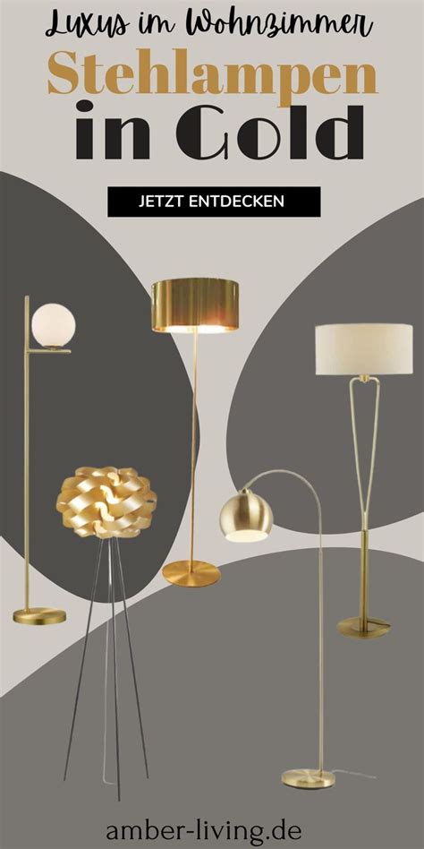 Luxuriöses Wohnzimmer mit Gold Stehlampen in modernen Designs Moderne