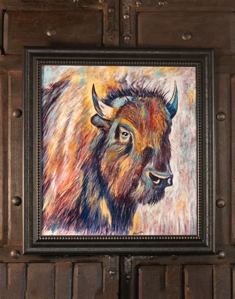 Bison Bull Framed Print Southwestern Paintings