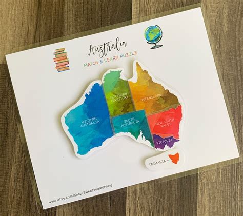 Australia Map Puzzle World Locations Geography Homeschool | Etsy