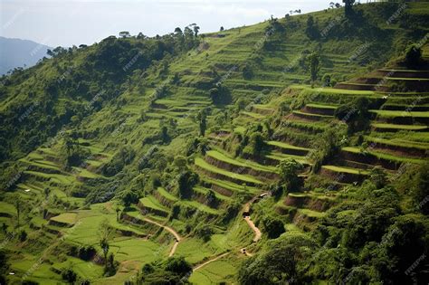 Premium Photo | Hillside with Terraced Farming Landscape