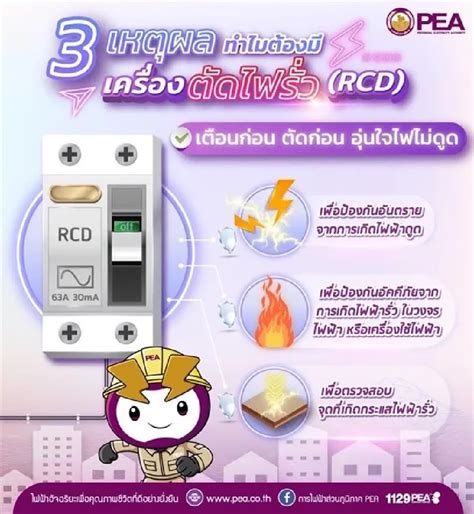 Pea แนะนำติดตั้งเครื่องตัดไฟรั่ว Rcd เพื่อป้องกันอันตรายที่อาจ