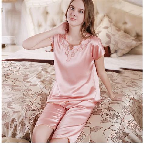 Brand Twinset Pure Silk Sleepwear Summer Women 100% Mulberry Silk Two ...