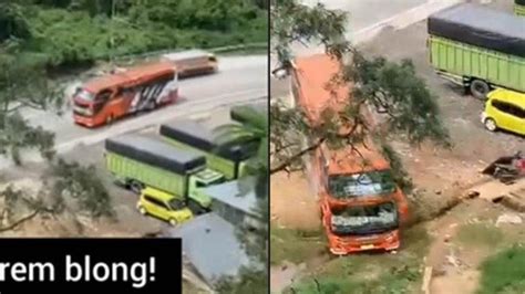 Viral Aksi Sopir Skill Dewa Bus Rem Blong Di Jalan Menurun Berhasil