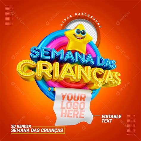 Selo 3d Semana Das Crianças Psd Para Composição Download Designi