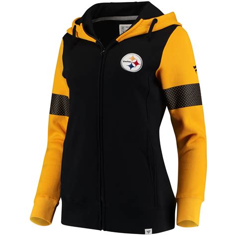 Nfl Pro Line By Fanatics Branded Pittsburgh Steelers Women S Black Gold Iconic Fleece Full Zip