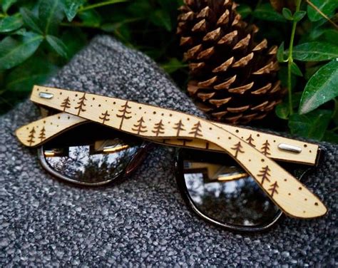 Forest Theme Wood Burned Bamboo Sunglasses Unique Items Products Forest Theme Bamboo Sunglasses