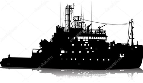 Silueta Vectorial De La Nave Militar Sobre Fondo Blanco Vector De Stock