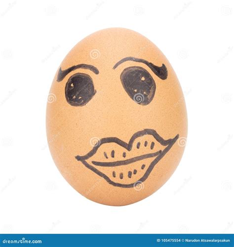 Egg Face Pretty Woman Concept Isolated On White Background Stock Photo