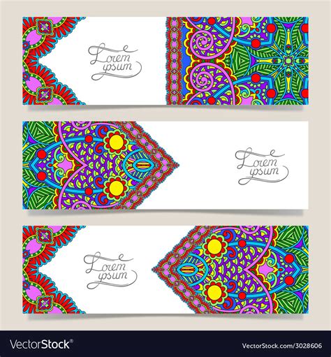 Set Of Three Horizontal Banners With Decorative Vector Image