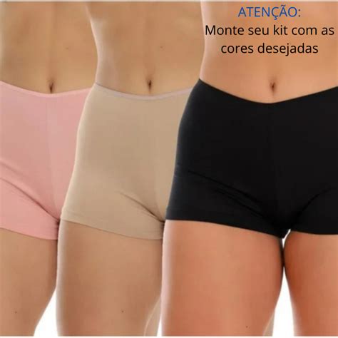 Kit 3 Anágua Short Curto Íntimo Segunda Pele Liso Feminino Short Para