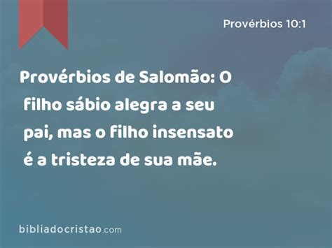 Provérbios 10 1 Provérbios de Salomão O filho sábio alegra a seu pai