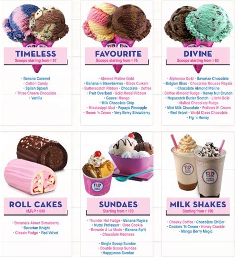 Baskin Robbins Ice Cream Menu Pixshark Images Baskin