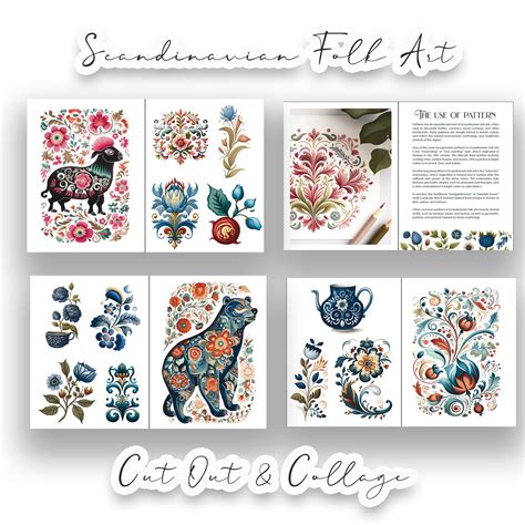 The Scandinavian Folk Art Digital Cut Out and Collage Book, Paper ...