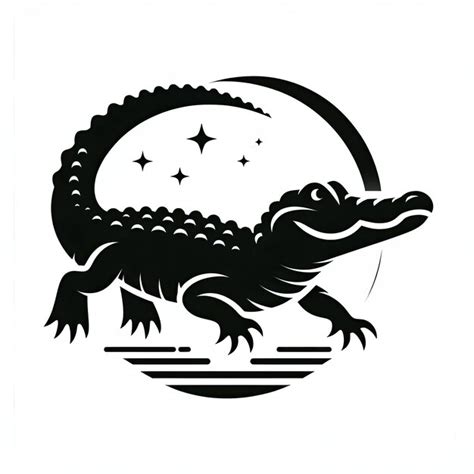 Alligator Silhouette Vector Illustration Premium AI Generated Image