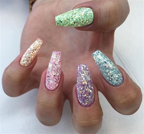 Wow I M In Love With These Gorgeous Multi Coloured Glitter Acrylics Acrylic Nails Nail