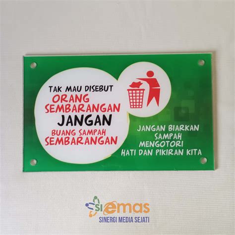 Jual Akrilik Papan Larangan Buang Sampah Akrilik Dilarang Buang