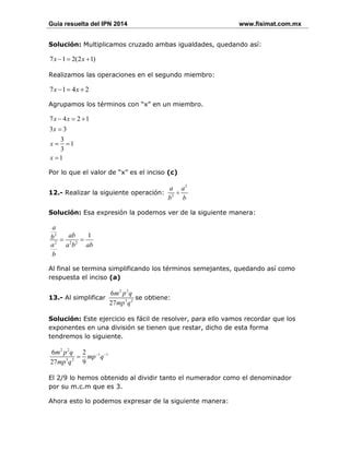 Solucionario Guia Del IPN 2014 Resuelta PDF