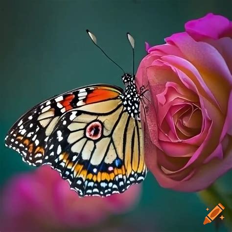 Butterfly Sitting On A Rose On Craiyon