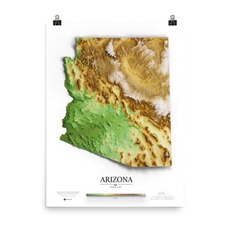 Arizona Elevation Map Poster | Etsy