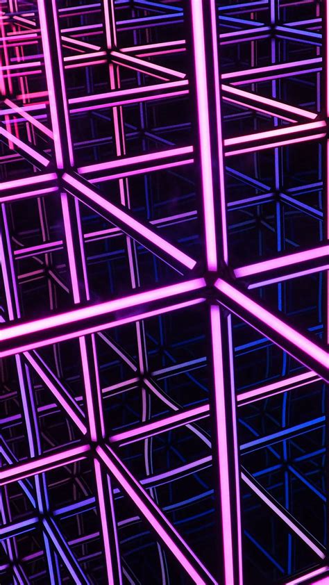 Light Purple Blue Cubes Neon Light Lines Dark Background 4k Hd Dark Background Wallpapers Hd