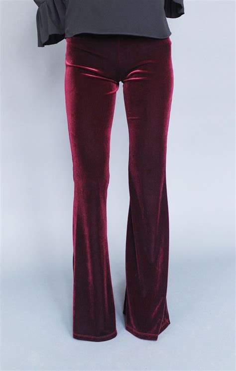 High Waist Velvet Flare Pants Burgundy Dottie Couture Boutique