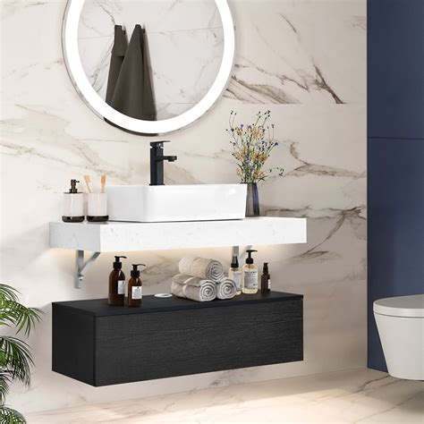 Yitahome 394 Single Floating Bathroom Vanity Wall Mounted With Drawerceramic Sink Vessel