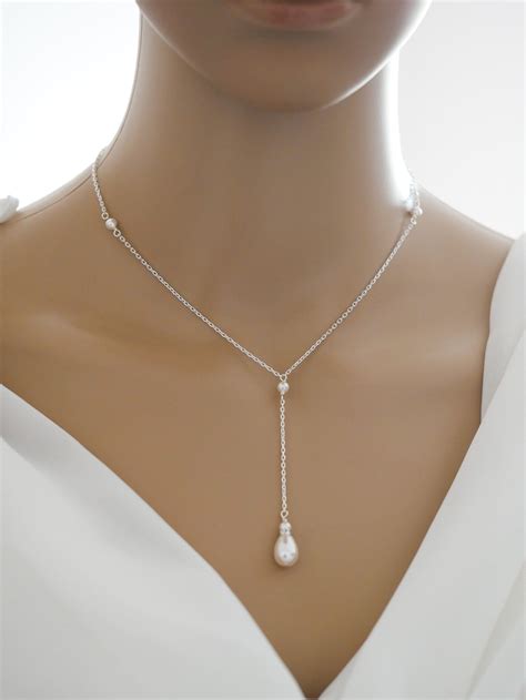 Swarovski Pearl Or Crystal Necklace Choker Or Lariat With Detachable Backdrop Chain Backdrop