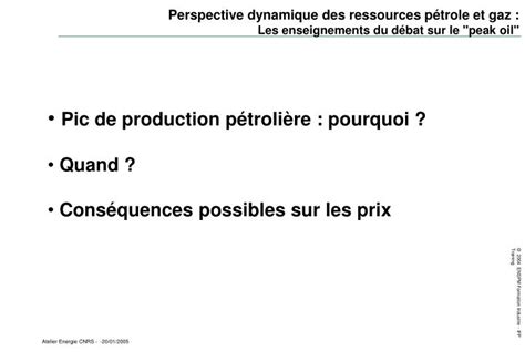 PPT Pic de production pétrolière pourquoi Quand Conséquences