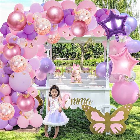 Pcs Butterfly Pink And Purple Balloon Garland Kit Butterfly Theme