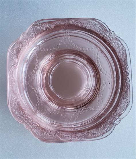 Vintage Federal Madrid Pink Depression Glass Saucers Set Of 5 Etsy