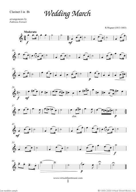 Wedding Sheet Music For Three Clarinets And Bass Clarinet