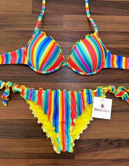 Bikini Super Push Up Frou Frou Con Slip O Brasiliana Multicolor