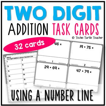 Digit Addition Using An Open Number Line Strategy Task Cards Tpt