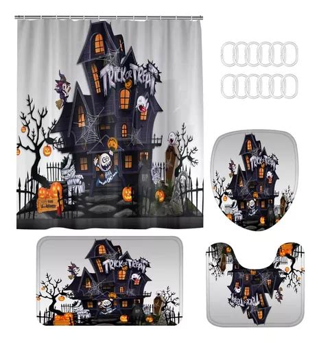 Set Cortinas De Ducha Ba O Impermeable Halloween Decoracion Meses Sin