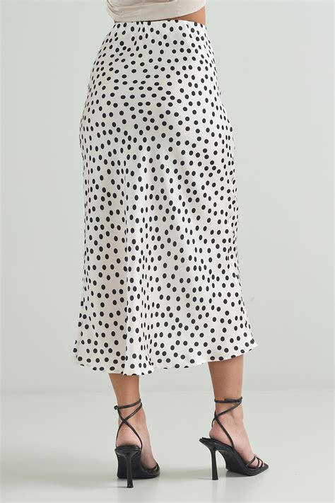 Satin Polka Dots Midi Skirt