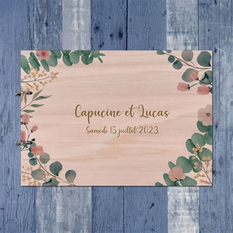 Livre D Or De Mariage Sur Bois Motif Eucalyptus Fran Ais