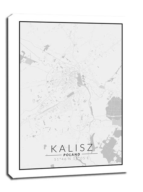 Kalisz mapa czarno biała obraz na płótnie 61x91 5 cm Galeria