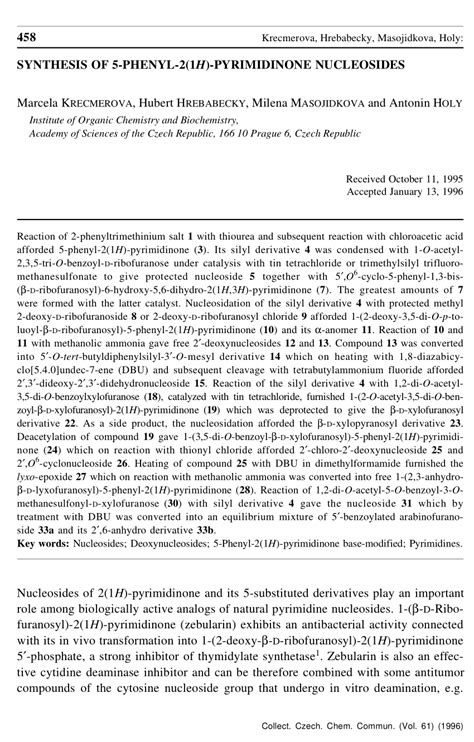 Pdf Synthesis Of Phenyl H Pyrimidinone Nucleosides