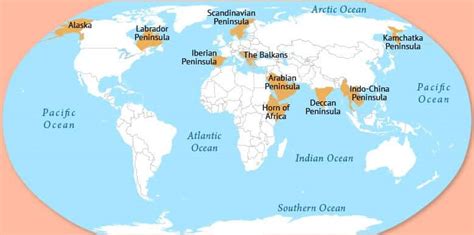 विश्व में महत्वपूर्ण प्रायद्वीप Important Peninsulas In The World