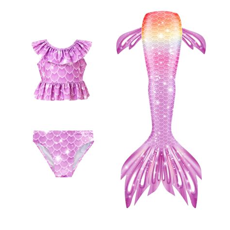Hiijoy Big Girls Scale Print Bikini Set Fish Tail Bottom Swimsuit Swimwear 3 Piece Walmart