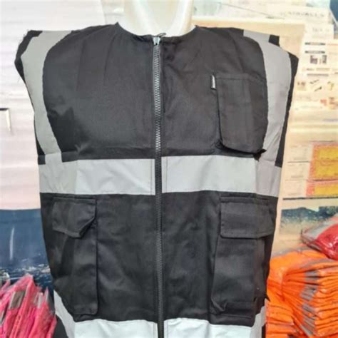 Jual Rompi Kerja Proyek Safety Vest Bahan American Drill Warna Hitam Di
