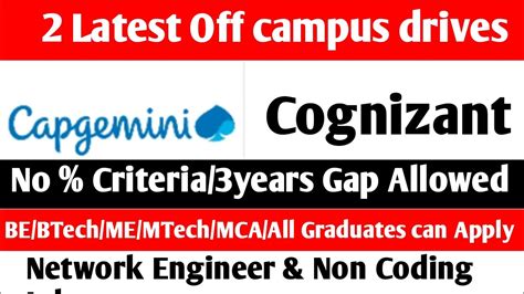 Capgemini Off Campus Drive Cognizant Jobs Off Campus